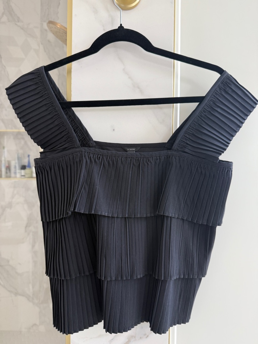 J. Crew Pleated Tiered Black Women's Dress Top